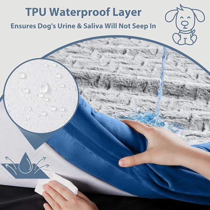 WNPETHOME Giant Dog Bed Orthopedic for Senior Dog Bed Comfy Sleeping | Washable Waterproof Dog Couch with Removable Cover, Large Pet Sofa Bed with Bolster Sides for Relaxing Blue 61x43 Inch