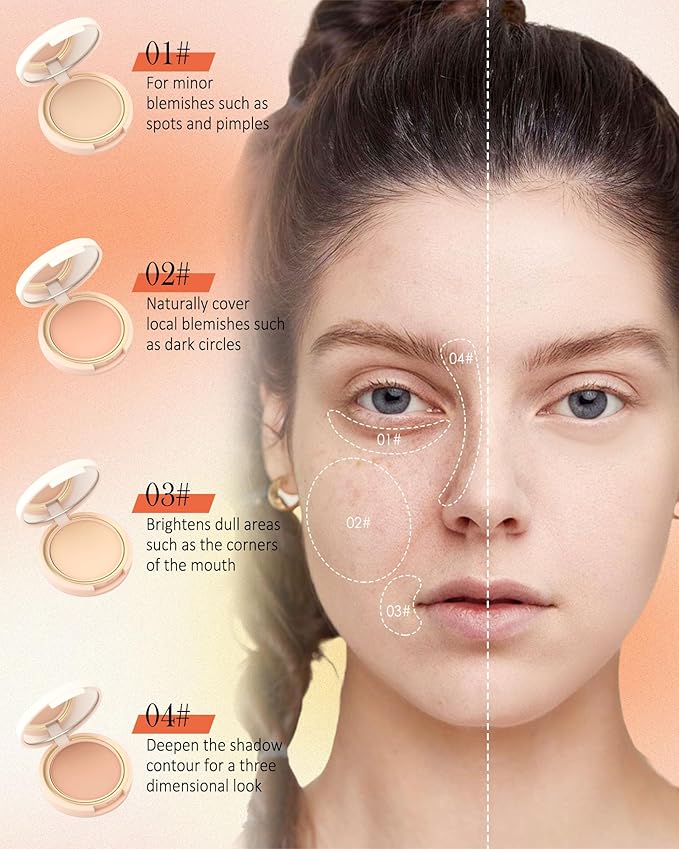 Under Eye Concealer Brightener Cream, Waterproof Full Coverage Face Concealer for Dark Circles, Vegan Formula, Long-Lasting Natural Korean Makeup, Under Eye Corrector de Ojeras Pot for Women Girl -04