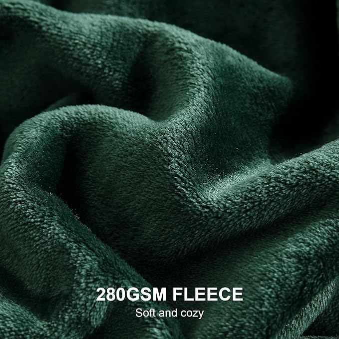Hansleep King Dark Green Fleece Blanket, Soft Flannel Bed Blanket | Fuzzy Cozy Blanket 90x108 Inches, Multi-use for Bed, Sofa, Couch, Travel, Camping, All Season Warm Lightweight Cover