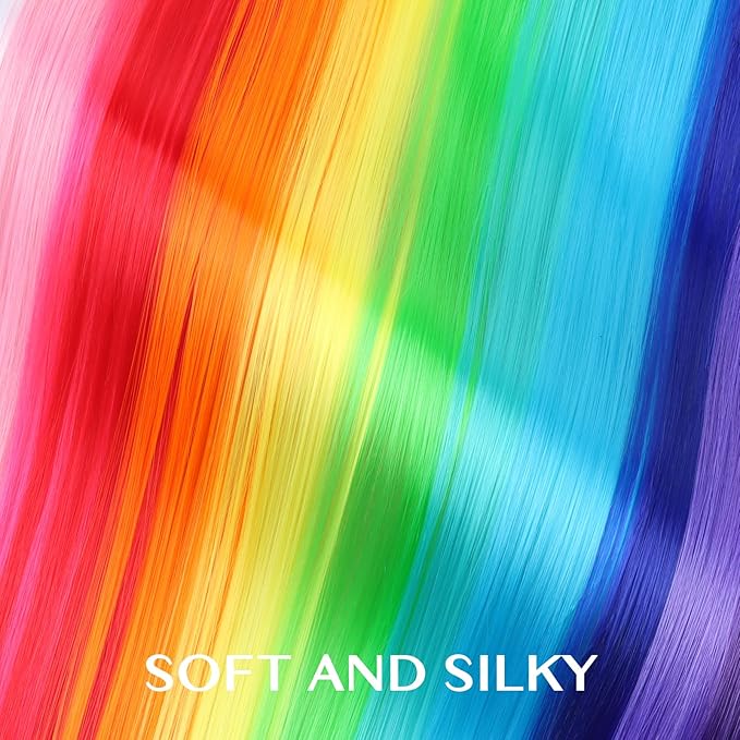 IDN BEAUTY Colored Clip in Hair Extension, 12PCS Blue Deep Purple 24Inch Multicolored Synthetic Hair Pieces for Women, Hair Accessories for Party Cosplay Travel Birthday