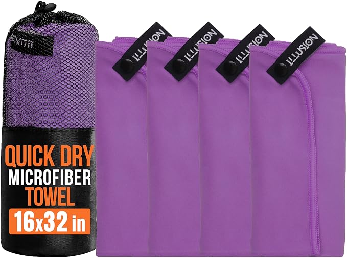 illusion Small Microfiber Gym Towels for Men and Women Active Sports (32" L x 16''W)-Lightweight Quick Dry Gym Towel for Sweat-Workout Towels Ideal for Yoga, Camping, Running, and Outdoor Activities