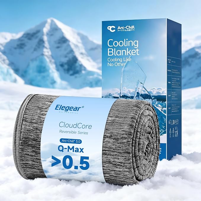 Elegear Arc-Chill® 3.0 Cooling Blanket for Hot Sleepers, King Size, Black | Q-Max>0.5 Cooling Fabric, Absorbs Heat to Keep Body Cool, Lightweight Summer Blankets for Night Sweats & Menopause, 108"x90"