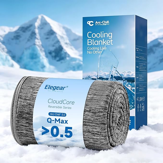 Elegear Revolutionary Arc-Chill 3.0 Cooling Blanket for Hot Sleepers, Twin | Q-Max>0.5 Cooling Fabric, Absorbs Heat to Keep Body Cool, Lightweight Summer Blankets for Night Sweats & Menopause, 59"x79"