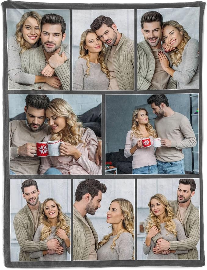Custom Blanket with Picture Customized Photos Blanket for Couples Gifts Personalized Blankets and Throws Customize Christmas Valentines Birthday Gifts for Boyfriend Girlfriend Him Her Men Women