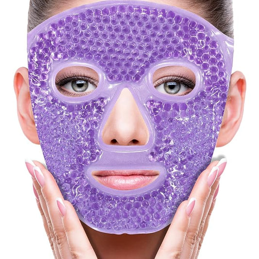 ZNÖCUETÖD Face Eye Mask Ice Pack for Reducing Puffiness, Bags Under Eyes, Puffy Dark Circles, Migraine,Hot/Cold Pack with Soft Plush Backing (Purple #22)