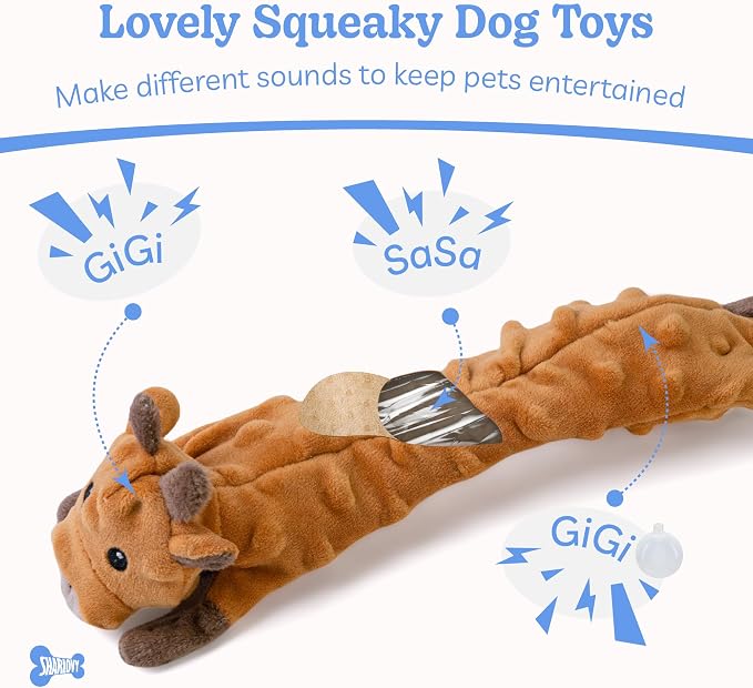 SHARLOVY Dog Squeaky Toy, Bubble Plush Puppy Teething Pet Toy, Crinkle No Stuffing Animals Dog Toy, Doggies Chew for Large Small Medium Breeds