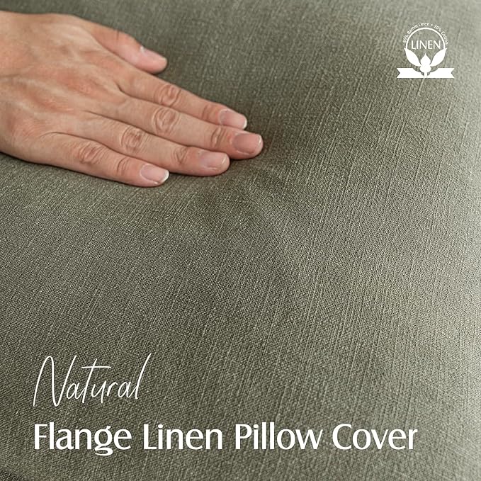 Foindtower Pack of 2, Decorative Linen Solid Throw Pillow Covers Soft Accent Cushion Case Farmhouse Neutral Pillowcase for Chair Couch Sofa Bedroom Living Room Home Decor 18x18 Inch Olive Branch Green