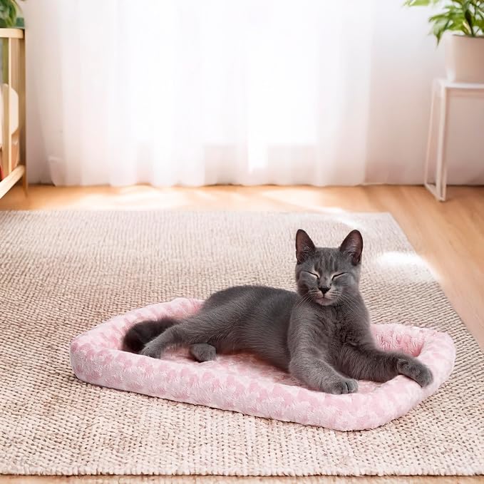 MidWest Homes for Pets QuietTime Fashion XXS Dog Bed - Pink Faux Fur Bolster, Ultra-Soft and Machine Washable, Fits 18-Inch Crates and Carriers, for Small Dogs and Cats