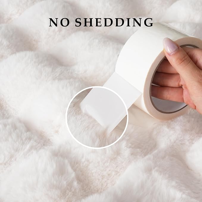 BENVWE Faux Fur Throw Blanket for Couch - Thickened Fluffy Soft Bubble Blanket for Living Room Home Decor - Mothers Day Birthday Gifts for Women Men, Cream White, 50" x 60", 1300GSM