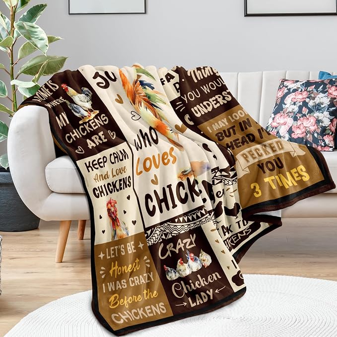 Chicken Gifts for Women Blanket 50"x60", Chicken Lovers Gift Ideas | Funny Chicken Themed Gifts/Decor/Items/Stuff, Just A Girl Who Loves Chickens Blanket for Birthday/Christmas