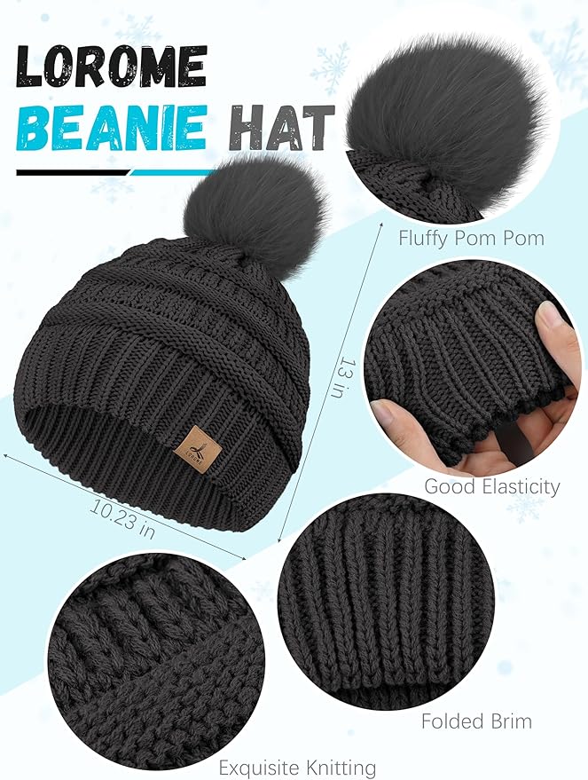 Winter Hat Scarf Gloves and Ear Warmer, Warm Knit Beanie Hat Touch Screen Gloves Set Winter Gifts Neck Scarves for Women
