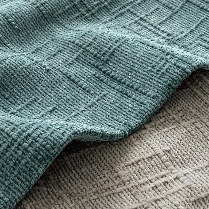 MIULEE Chenille Textured Throw Pillow Covers Teal 18x18 Set of 2 | Slubby Decorative Pillows, Boho Farmhouse Home Decor, Modern Neutral Cushion Covers for Couch Sofa Bed Living Room