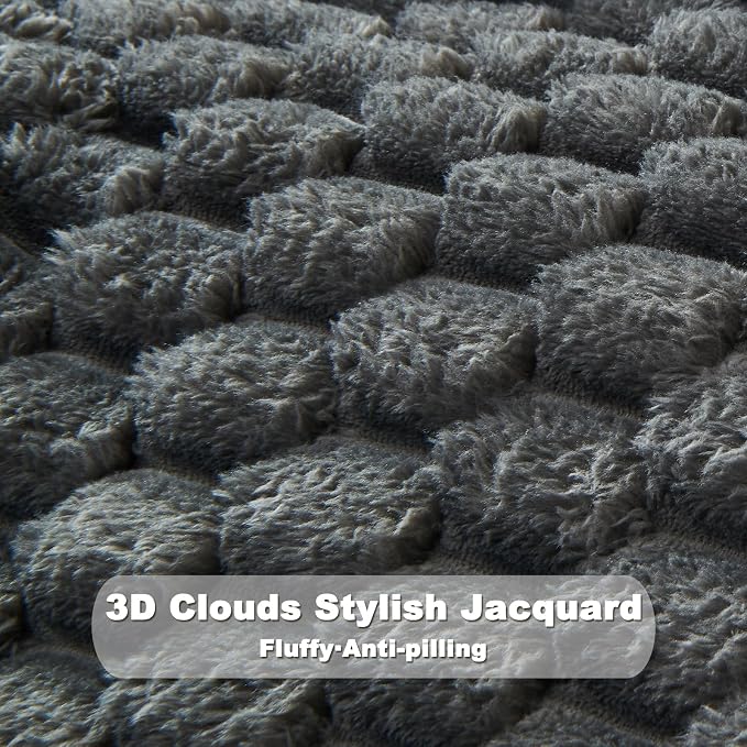 NEWCOSPLAY Fleece Clouds Cozy Throw Blanket for Couch, Grey, 50"x60" | Premium Silky Flannel Blanket, Soft Lightweight Fluffy Throw Blanket for Bed Sofa Decor, Gift for All Season Use