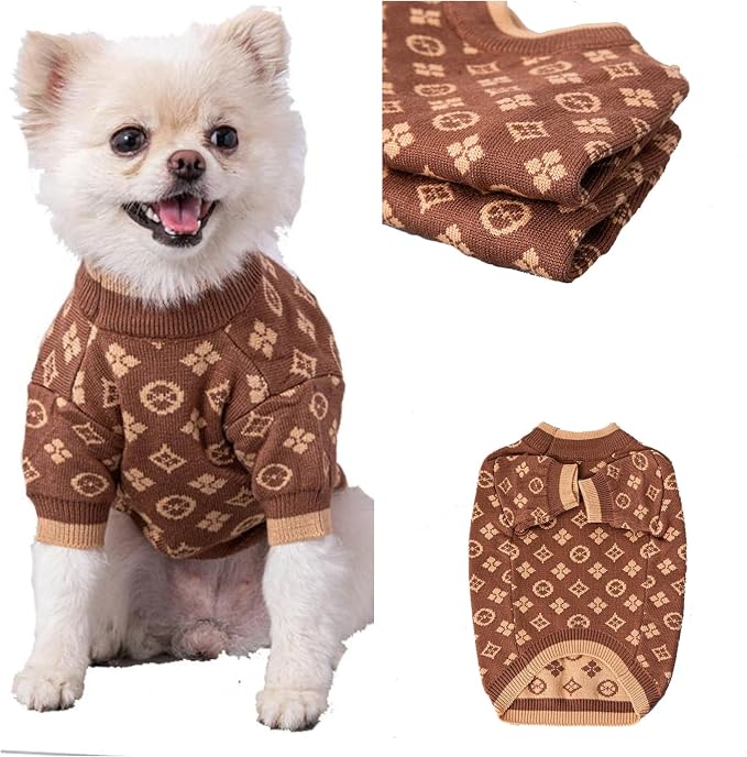 Everything Chic Luxury Dog Sweater – Soft Knit Designer Pet Outfit for Small Dogs & Puppies, XS–L, Stylish Warm Clothing for Yorkies, Chihuahuas, Dachshunds, Maltese, French Bulldog