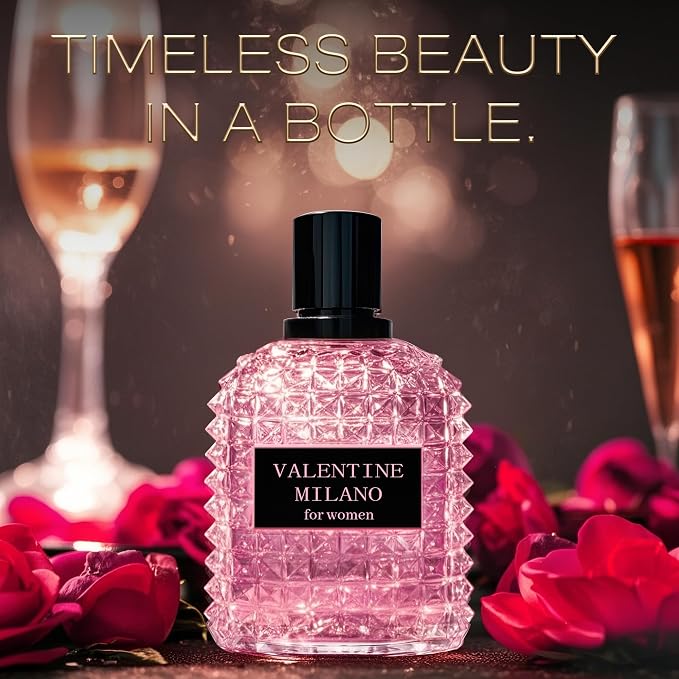 A CENTER 2PCS Perfume Set for Women - Floral Fragrance Gift Set with Vanilla,Sweet Fruity, Powdery, Woody&Musky | 3.4 Fl Oz Each Eau De Pafume(Valentine Milano,Valuable)