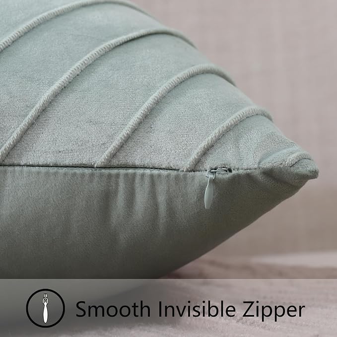 Velvet Throw Pillow Covers 16x16 Pack of 2 Gold Decor Mint Green | Soft Solid Pillow Covers,Modern Luxury Home Decor,for Couch Chair Sofa Bedroom Livingroom,Hidden Zipper,Ideal Gift,Easy Care