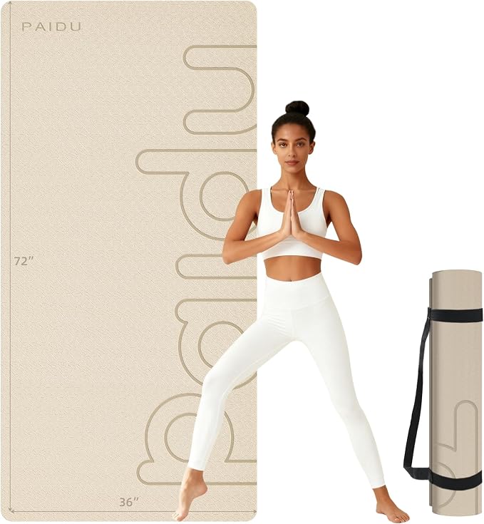 PAIDU Large Yoga Mat, 72" x 36" x 2/5"（10MM） Thick Non-Slip Exercise Mat, SGS-Certified POE Material, Ideal for Home Gym, Yoga, Pilates, Fitness Workouts & Floor Mat