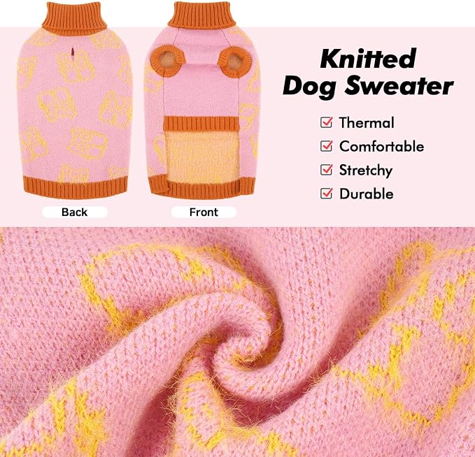 IDOMIK Dog Knitted Sweaters for Extra Large Dogs, Warm Pet Sweatershirt,3XL | Soft Stretch Dog Sweater with High Collar, Sleeveless Dog Winter Clothes, Cute Cat Pattern Dog Winter Apparel