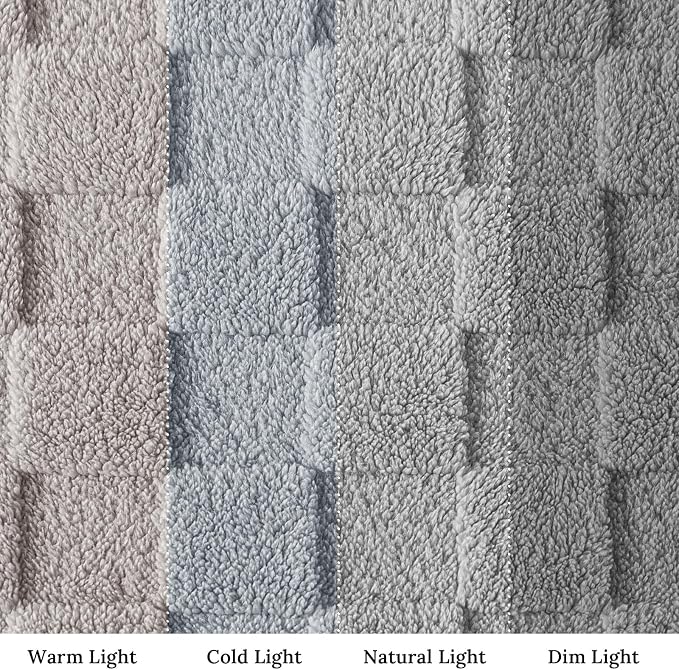 Exclusivo Mezcla 3D Checkered Fleece Queen Blanket for Bed, Light Grey | Super Soft and Cozy Fluffy Blanket, Lightweight, Breathable, Decorative Blanket for Living Room, Bedroom, All Season, 90"x90"