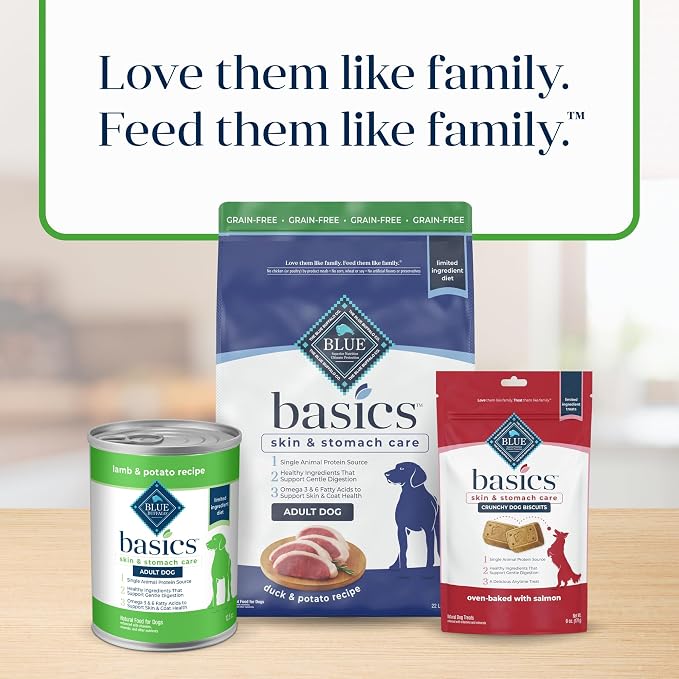 Blue Buffalo Basics Lamb Adult Grain-Free Wet Dog Food, 12.5 oz, 12 ct | Skin & Stomach Care, Real Lamb #1 Ingredient, Limited Ingredient Diet, Antioxidant-Rich LifeSource Bits, Skin & Coat Health