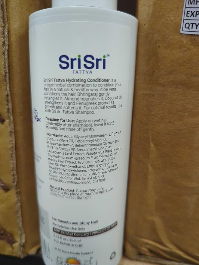 SRI SRI TATTVA Hydrating Conditioner for Smooth and Shiny Hair – Ayurvedic Hair Conditioner with Bhringraj and Aloe Vera to Restore Hair Shine and Moisture – Natural Hair Care Treatment (200 ml)