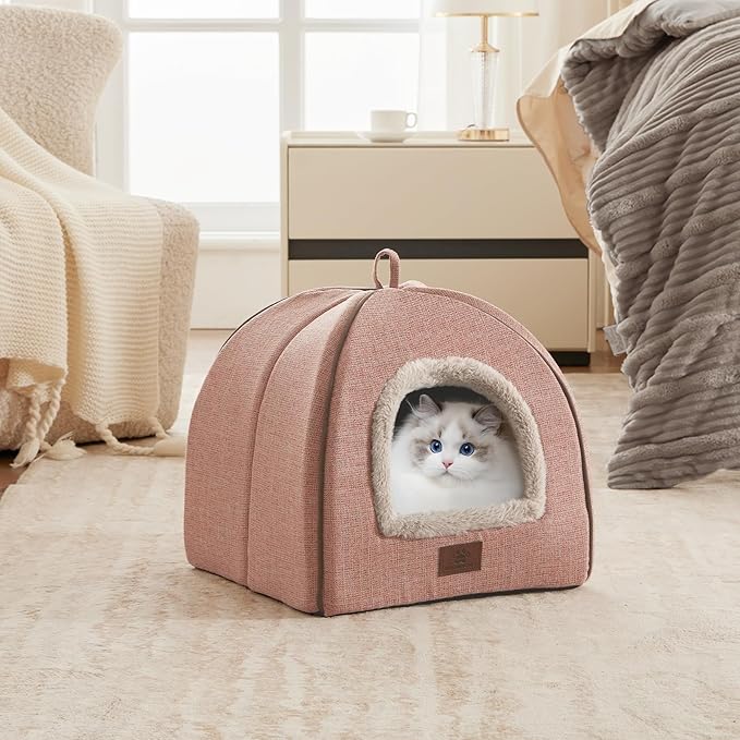 WINDRACING Cat Bed for Indoor Cats - Cat Cave Cat House Cats Tent with Removable Washable Cushioned Pillow, Soft and Self Kitten beds