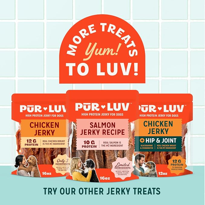 Pur Luv Duck Jerky Treats | Made with 100% Duck Breast, Real Duck Treats for Dogs, High Protein Dog Treats, Natural Limited Ingredient Dog Snacks