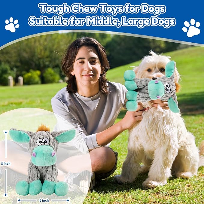 loncoldy Dog Toys, Interactive Dog Squeaky Toys, Tough Crinkle Stuffed Animal Chew Toy for Medium, Small, Puppy Breeds, Plush Toy to Keep Them Busy, Pet Toys for Dogs