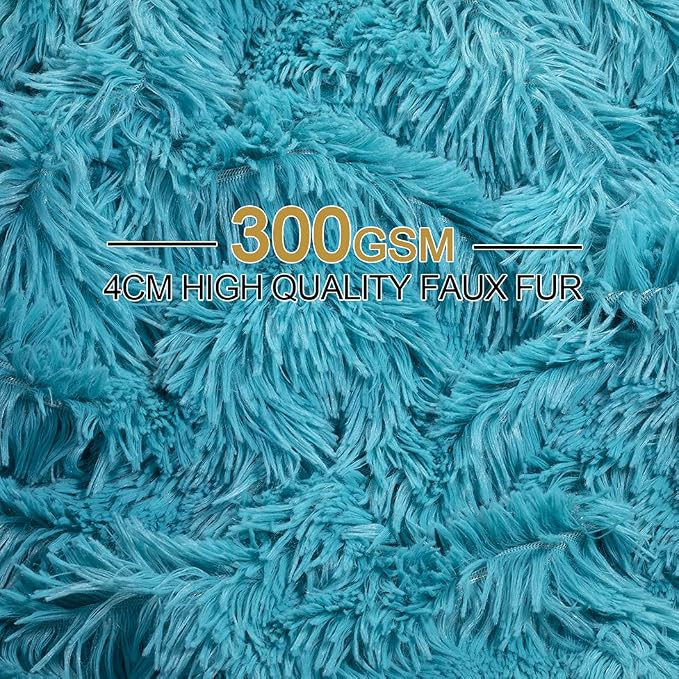 YUSOKI Long Faux Fur Throw Blanket, Teal,50" x 60" | Ultra Soft, Lightweight for All Season Use, stays fluffy after repeated washes, Perfect Gifts, Machine Washable