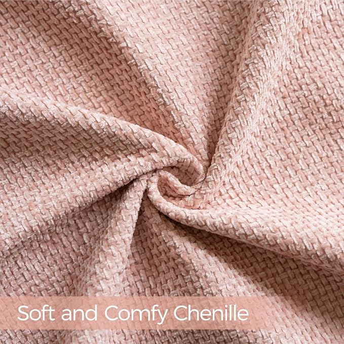 a moment Pink Chenille Throw Pillow Covers 22x22 Inch Pack of 2 Modern Decorative Throw Pillow Covers Farmhouse Cross Covers Home Decor for Sofa Bedroom Living Room