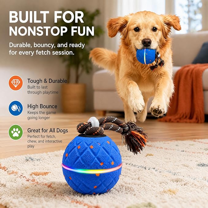 Interactive Dog Toy, with Birdsong Smart Herding Toy for Dogs E-TPU Material, IPX7 Waterproof, Blue