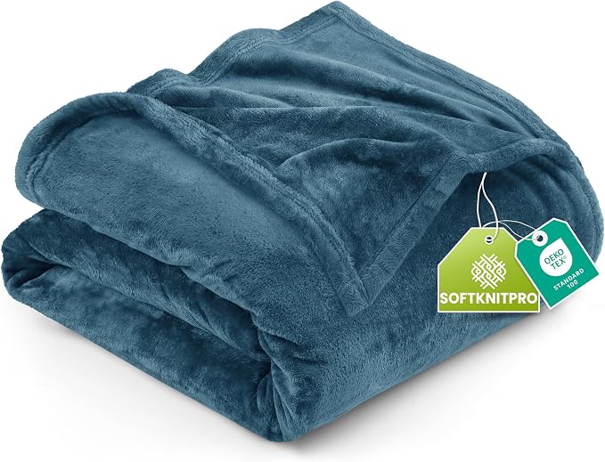 Utopia Bedding Soft Fleece Bed Blanket King Size Stone Blue (90x102 Inch) | Microfiber Plush Warm Lightweight Breathable Cozy Blanket Anti-Static, All Season Use, Gift for Women and Men
