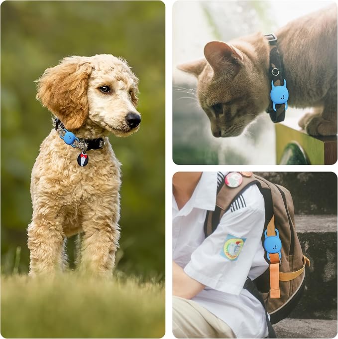 DDJ Cat Collar Case for Life360 Tile Sticker Tracker, 2-Pack Silicone Anti-Lost Protective Cover for Life 360 Tile Sticker Holder for Dog/Pet Collars, Durable, Easy Installation, Lightweight, Blue