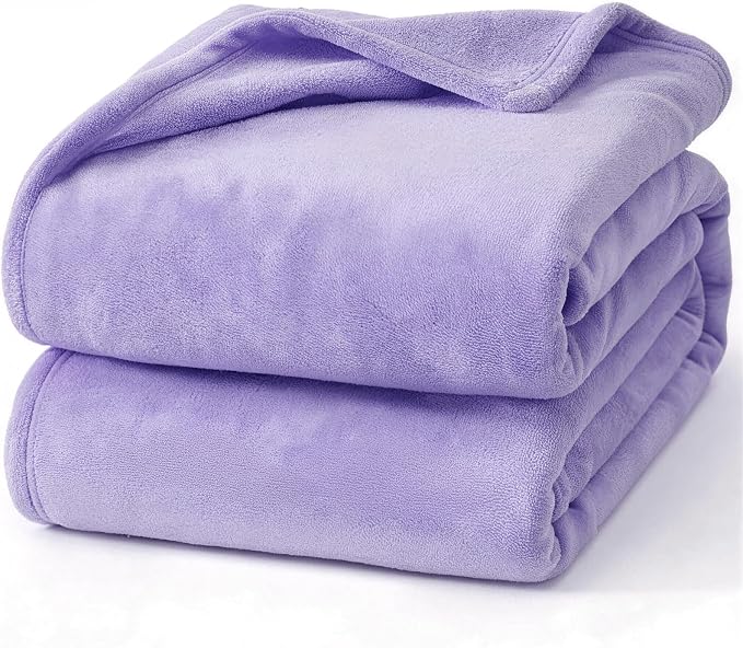 Hansleep Throw Light Purple Fleece Blanket, Soft Flannel Bed Blanket | Fuzzy Cozy Blanket 50x60 Inches, Multi-use for Bed, Sofa, Couch, Travel, Camping, All Season Warm Lightweight Cover