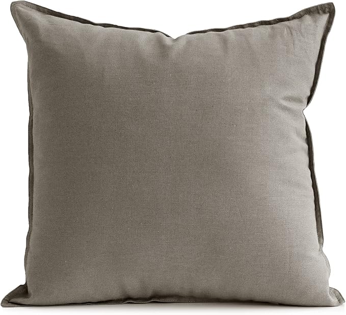 Jeanerlor Decorative Cotton Linen Couch 26"x26" Throw Pillow Case for Sofa Durable Classy, Comfortable Cushion Cover (65 x 65cm), Gray