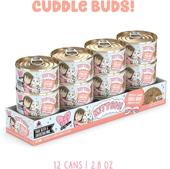 Weruva B.F.F. Kitten Food, Cuddle Buds with Chicken & Salmon in Gravy, 2.8oz Can (Pack of 12)