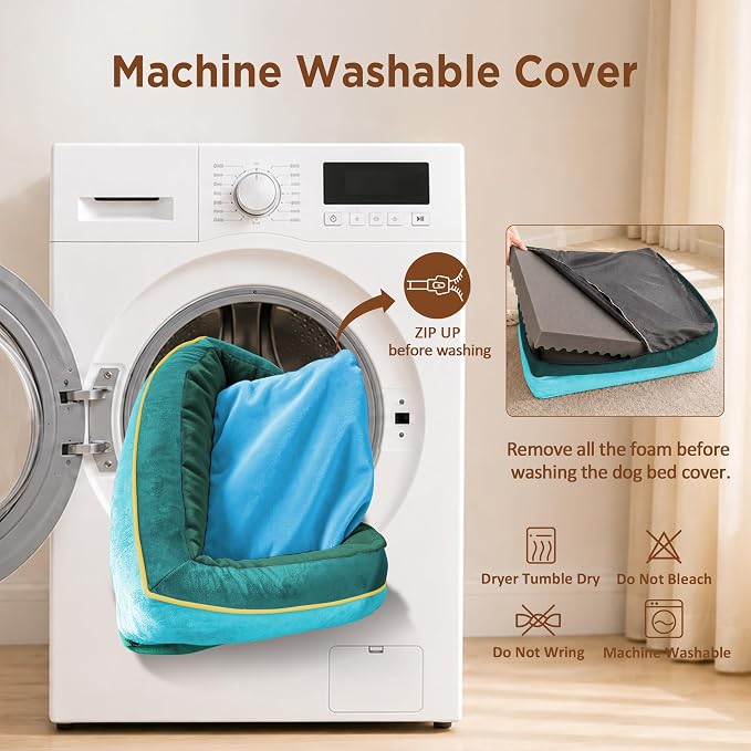 Comfort Expression Orthopedic Dog Beds for Large Sized Dog with Bolster | Waterproof Dog Couch Bed with Washable Cover & Non-Slip Bottom, Supportive Egg Crate Foam Large Pet Bed, 36x27 Inch