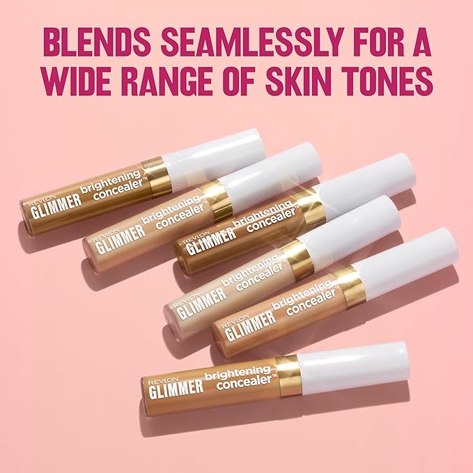 Revlon Glimmer Brightening Concealer, Liquid Under Eye Makeup, Made with Caffeine, Vitamin C, & Stevioside, 165, 0.3 fl oz