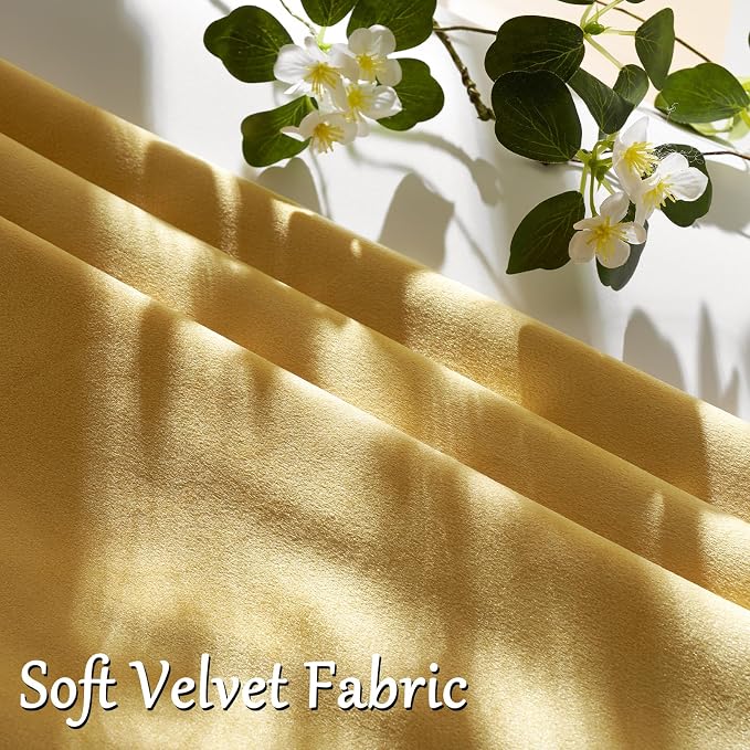 GIGIZAZA Yellow Velvet Pillow Covers 18x18 Decorative Pillows Pack of 2 | Throw Pillows for Couch Sofa,280gsm Soft Textured Fabric,Modern Square Pillowcases,Luxury Cushion Covers