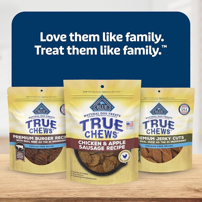 Blue Buffalo True Chews Chicken & Apple Sausage Dog Treats, 12 oz | Real Chicken First, Tender & Chewy, Made in the USA, No Artificial Preservatives