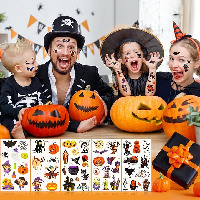 Tattoos for Kids, 300+ Mixed Styles Halloween Temporary Tattoos Stickers Set for Girls and Boys, Tattoos for Kids Birthday Party Decorations Supplies Halloween Goodie Bag Fillers