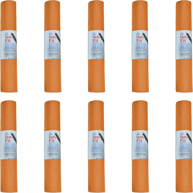 10-Pack Yoga Mat, 68" x 24" Non Slip Exercise Mat, 4mm Thick Gym Mat for Fitness and Stretching, Bulk Non Toxic Yoga Mats for Schools and Studios