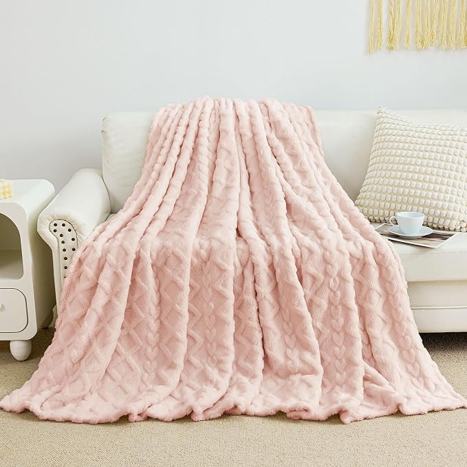 Aganear Fleece Throw Blanket for Bed Couch 90"x90" Pink | Lightweight Fuzzy Throw,Warm Gift for Women,Christmas,Housewarming,Soft,Boho Design for Room Home Decor,All-Season Use