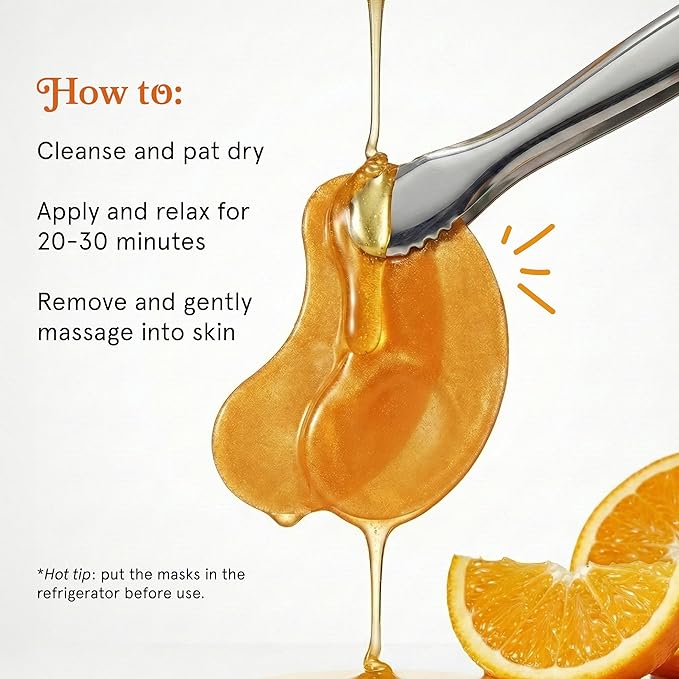 LE GUSHE Vitamin C Eye Patches with Collagen and Snail Mucin, Aloe Vera Eye Patches for Puffy and Dark Undereyes, Korean Skincare for All Skin Types, 20 Pairs