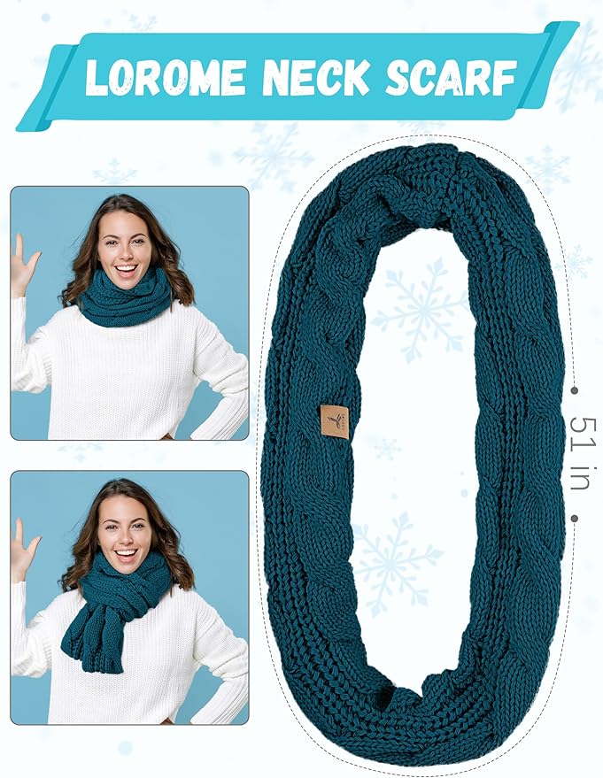 Winter Hat Scarf Gloves and Ear Warmer, Warm Knit Beanie Hat Touch Screen Gloves Set Winter Gifts Neck Scarves for Women