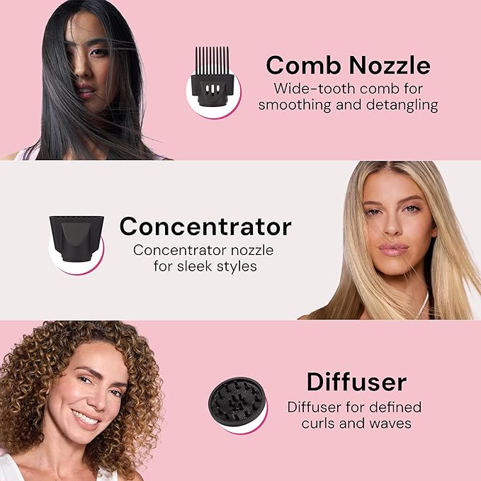 L'ANGE HAIR PowerStyle Turbo Ionic Hair Dryer | 1875 Watt Professional Blow Dryer with Diffuser & Concentrator | Multiple Heat & Speed Settings for Fast Drying | Salon-Grade Styling Tools, Blue