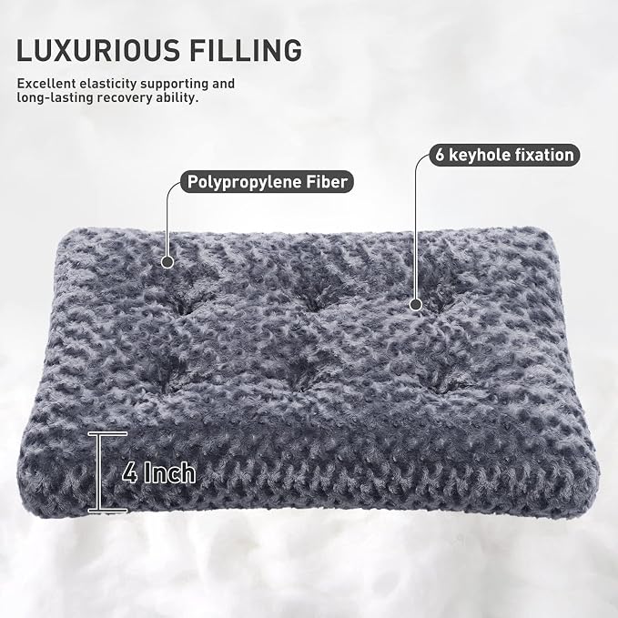 KSIIA Washable Dog Beds Large Sized Dog Crate Bed Pet Mat 47"x29" Gark Gray | Deluxe Plush Comfy Kennel Pad, Anti-Slip Bottom,Deep Sleeping Mat for Large Dogs,Machine Washable for Easy Cleaning