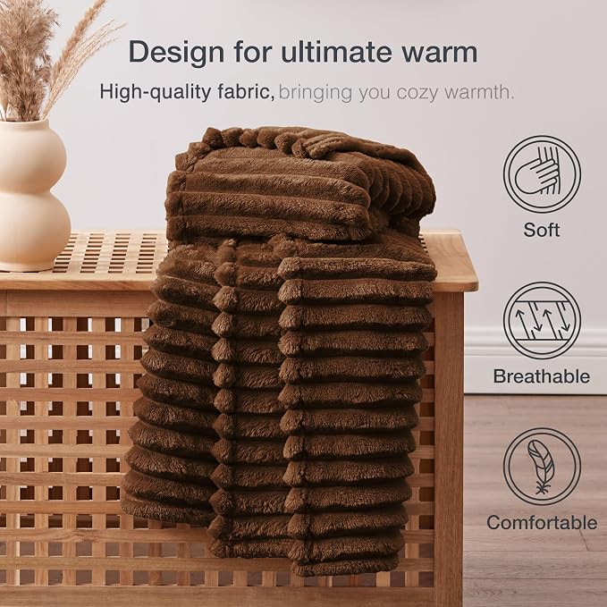 EXQ Home Gentle Soft Fleece Throw Blanket – Cozy Lightweight Blanket for Couch Bed – All-Season Warm Fuzzy Flannel Blanket for Women Mom Her – Gifts for Birthday(60"x80",Brown)