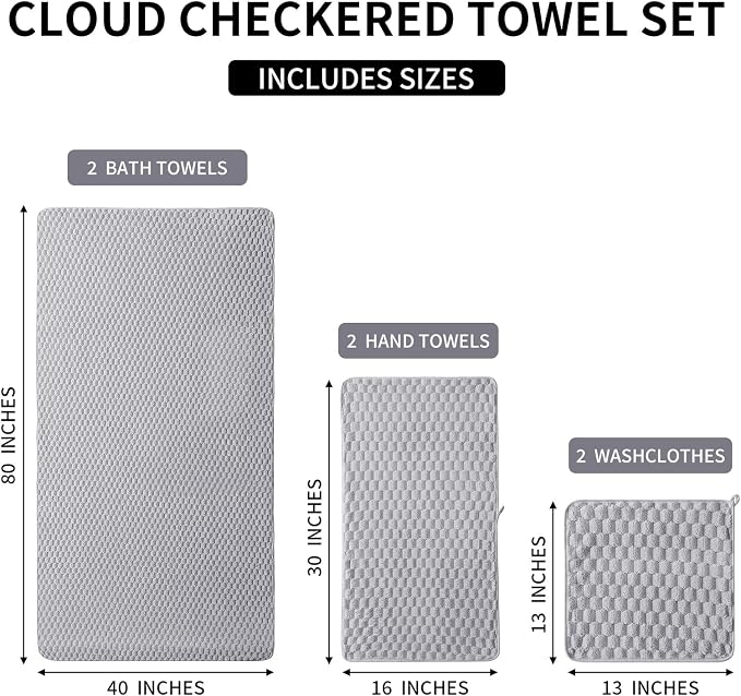Extra Large Bath Towel Set of 6 (40"x80"),Oversized Bath Sheet Super Soft Highly Absorbent Microfibers Quick Dry Luxury Shower Towel for Bathroom Spa Gym Hotel Yoga (Grey, 6Piece)