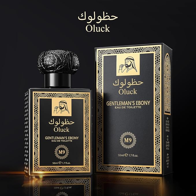 Oluck Gentleman’s Ebony M9 Men's Cologne 50ml Eau de Toilette – Warm Spicy Woody Fragrance for Men with Oud Wood, Cardamom, Cinnamon & Amber, Long Lasting Mens Perfume, Fragrance Gift for Men